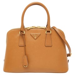 Prada Brown Saffiano Leather Medium Promenade Satchel