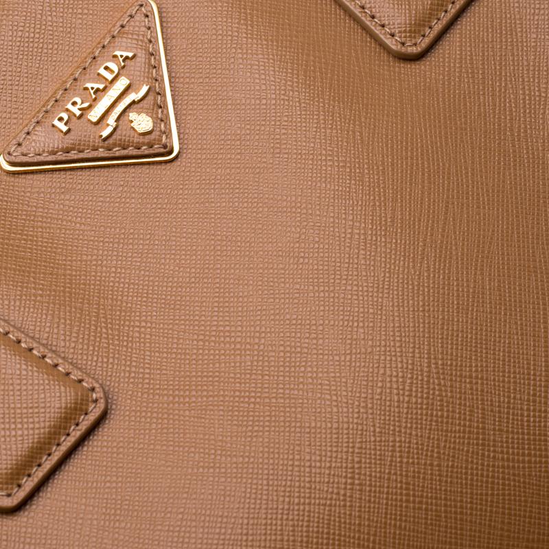 Prada Brown Saffiano Leather North/south Top Handle Bag 4