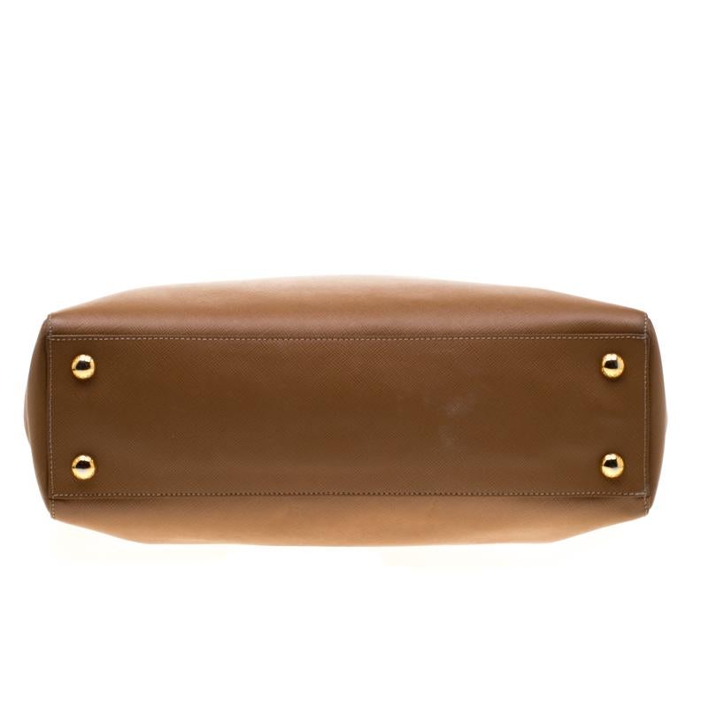 Prada Brown Saffiano Leather North/south Top Handle Bag 1