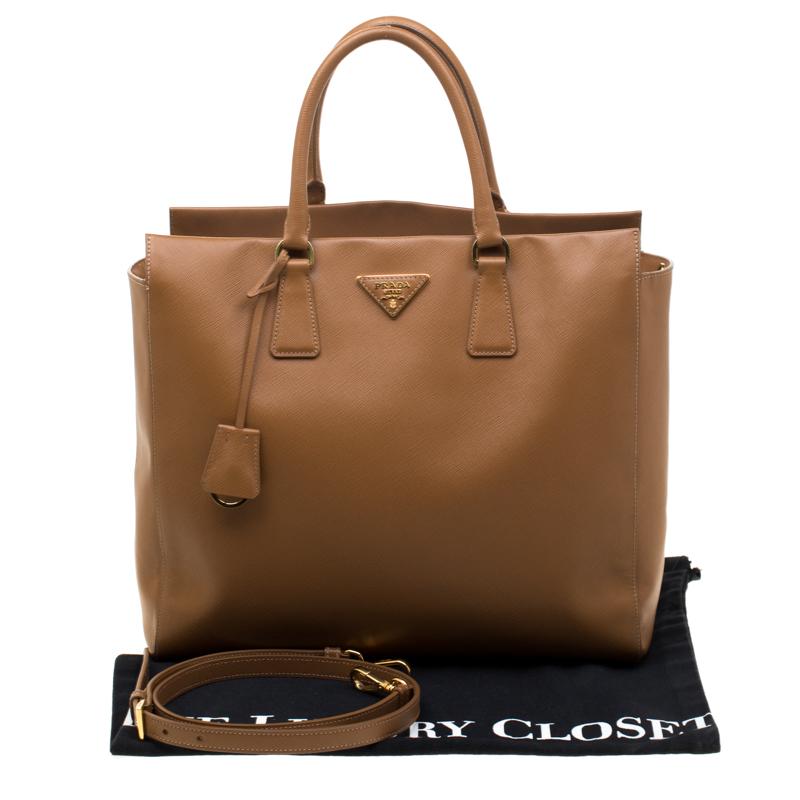 Prada Brown Saffiano Leather North/south Top Handle Bag 5