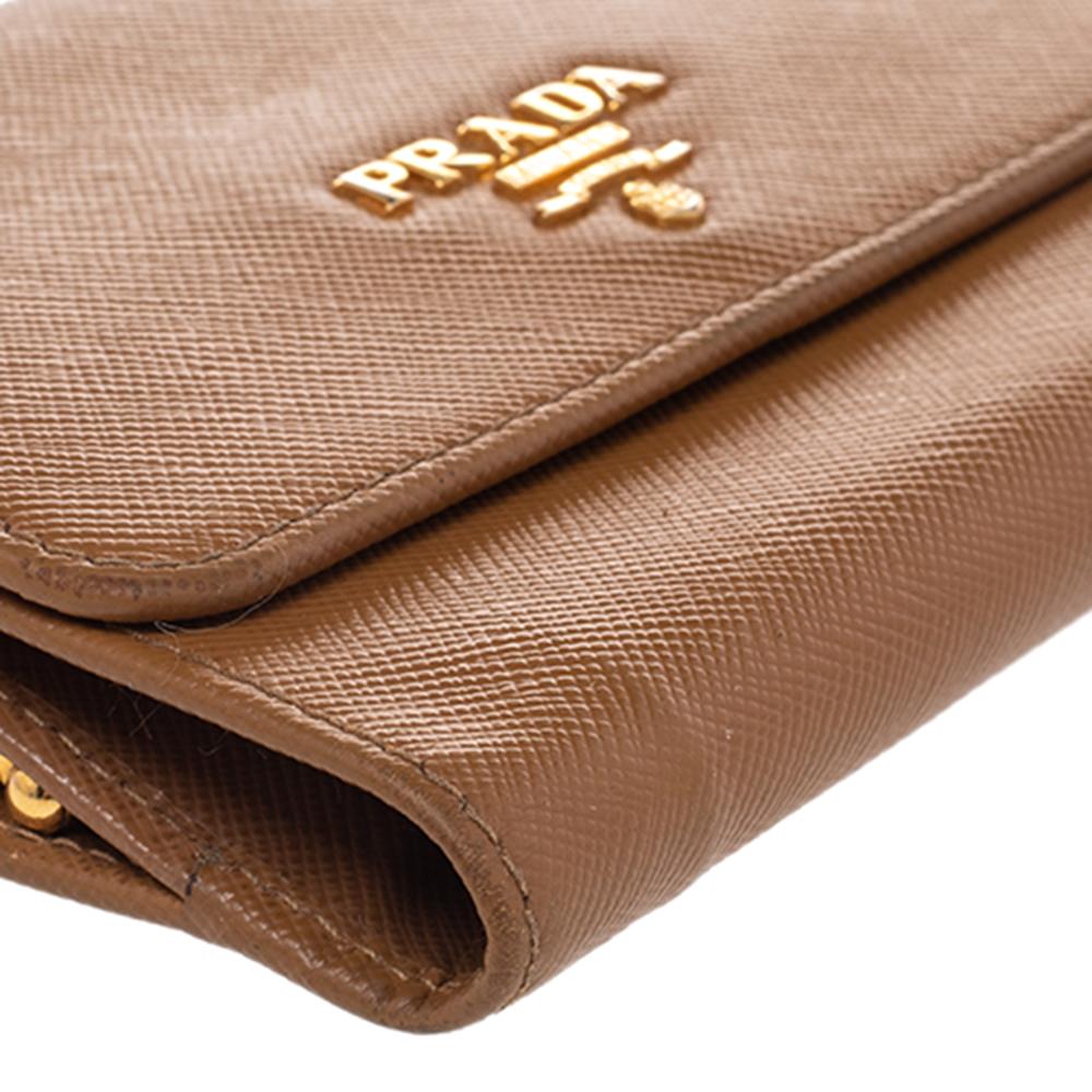 Prada Brown Saffiano Leather Trifold Wallet 2