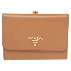 Prada Brown Saffiano Leather Trifold Wallet