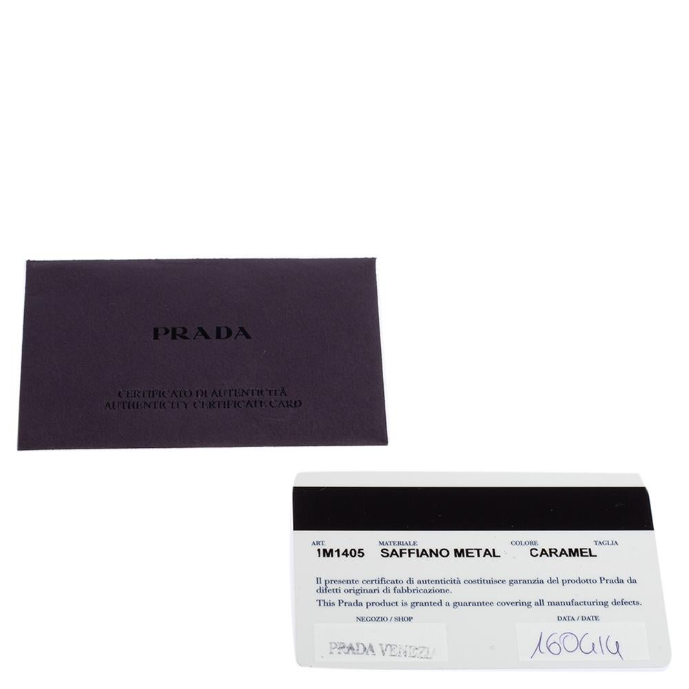 Prada Brown Saffiano Leather Wallet On Chain 7