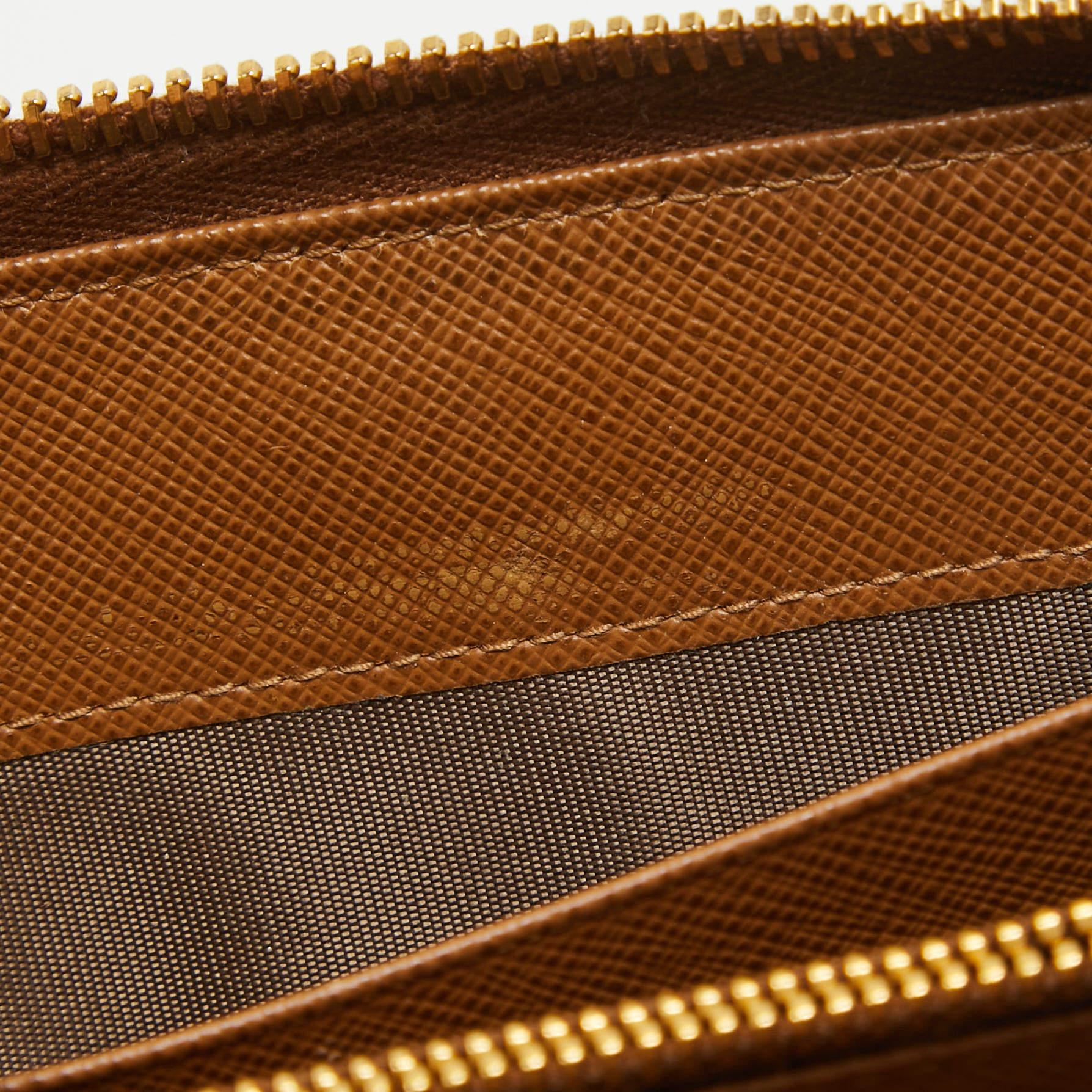Women's Prada Brown Saffiano Leather Zip Around Long Wallet