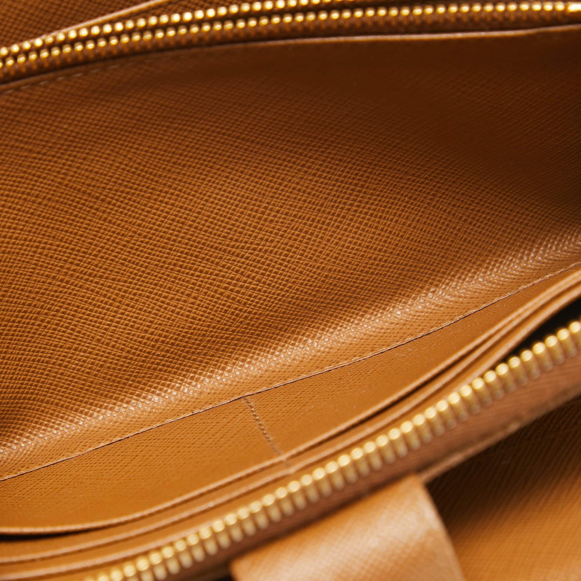 Prada Brown Saffiano Leather Zip Around Long Wallet 2