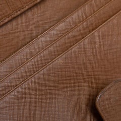 Prada Brown Saffiano Lux Leather Flap Continental Wallet