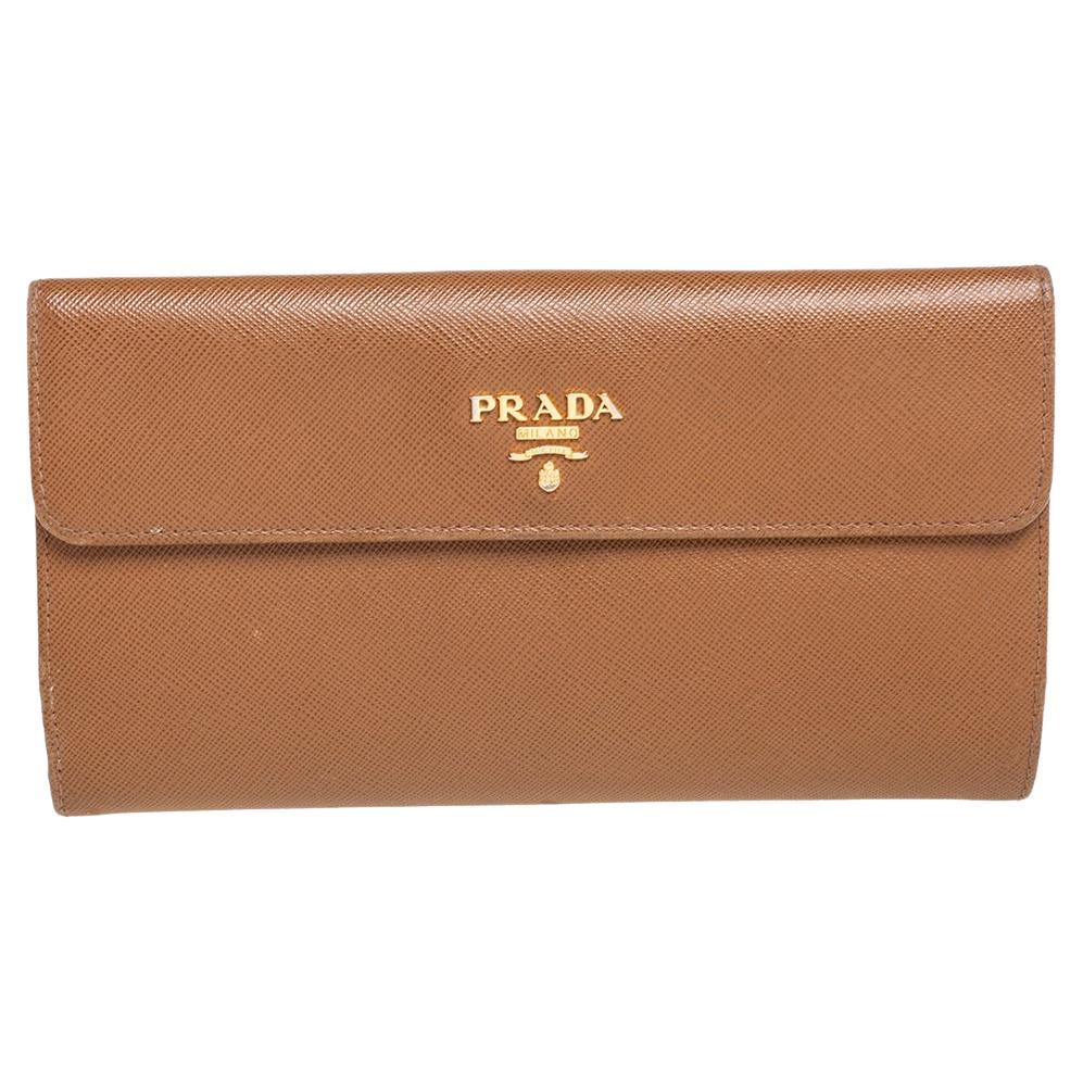 Prada Grey Saffiano Leather Flap Continental Wallet at 1stDibs