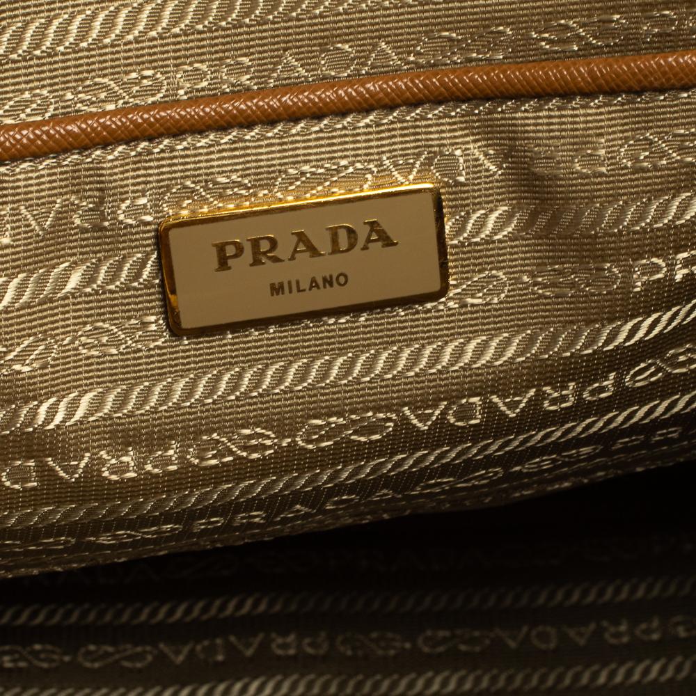 Prada Brown Saffiano Lux Leather Large Double Zip Tote 2