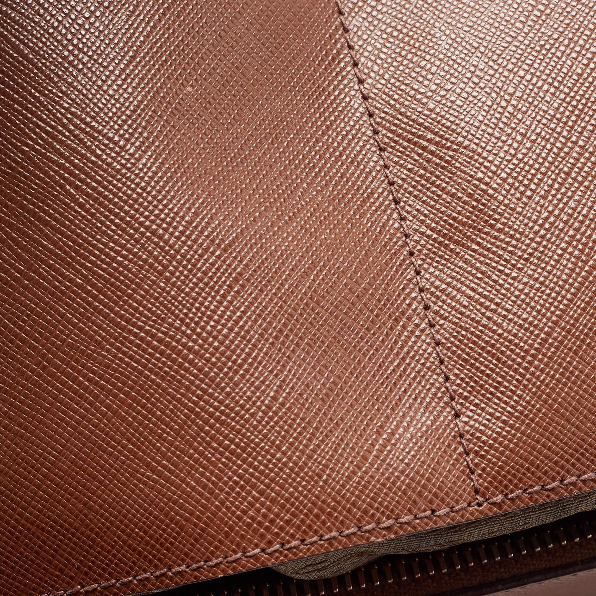 Prada Brown Saffiano Lux Leather Medium Double Zip Tote For Sale 11
