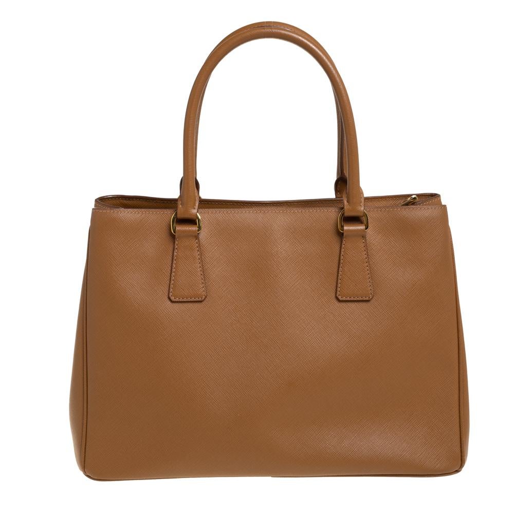 Women's Prada Brown Saffiano Lux Leather Medium Tote