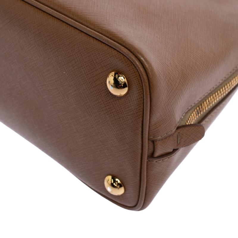 Women's Prada Brown Saffiano Lux Leather Small Promenade Bag