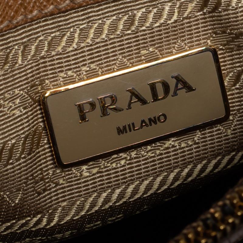 Prada Brown Saffiano Lux Leather Small Promenade Bag 2