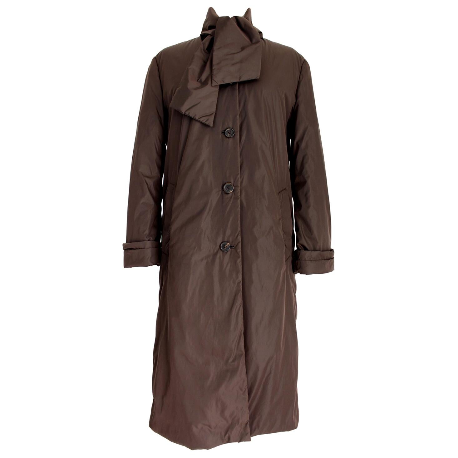 Prada Brown Shawl Down Jacket Long Coat 