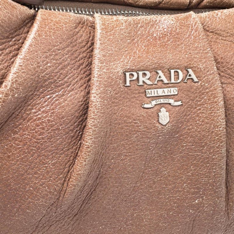 Prada Brown Shimmering Leather Chain Hobo For Sale at 1stDibs
