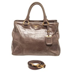 Prada Brown Shine Leather 2Way Satchel Bag