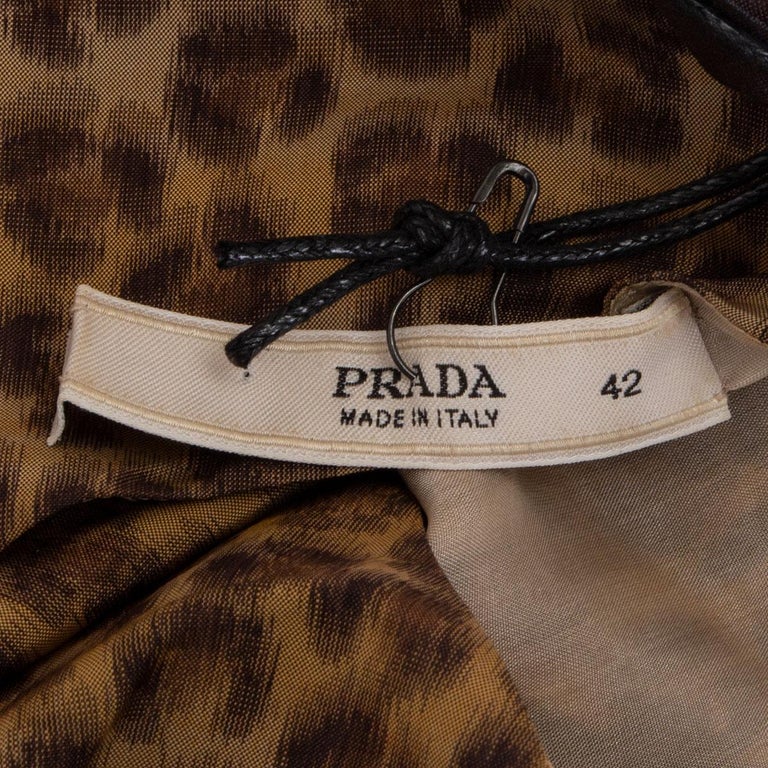 Women's PRADA brown silk blend LEOPARD Sleeveless Blouse Shirt 42 M For Sale