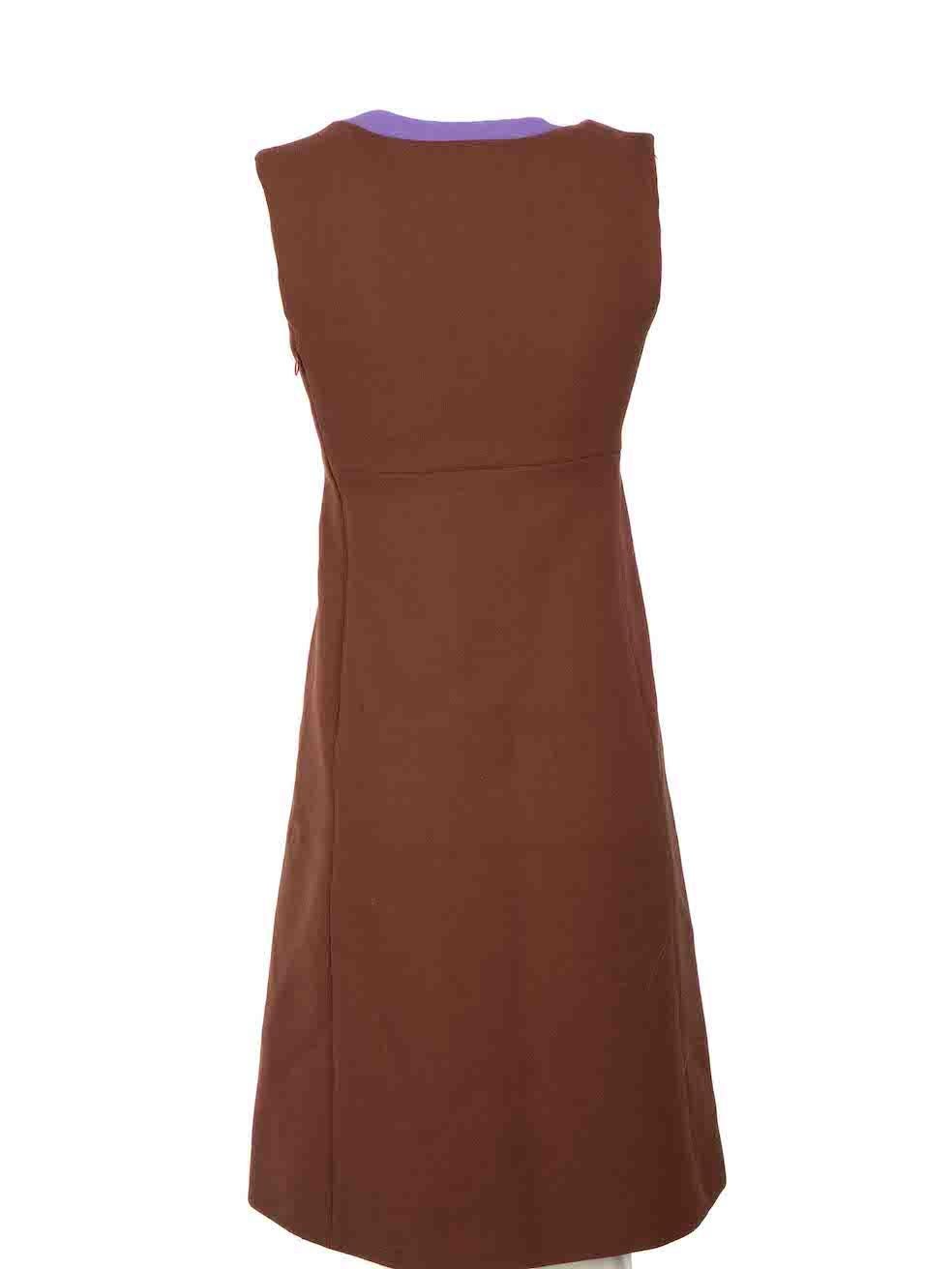 Prada Brown Sleeveless Plunge Square Neck Dress Size S In Good Condition In London, GB