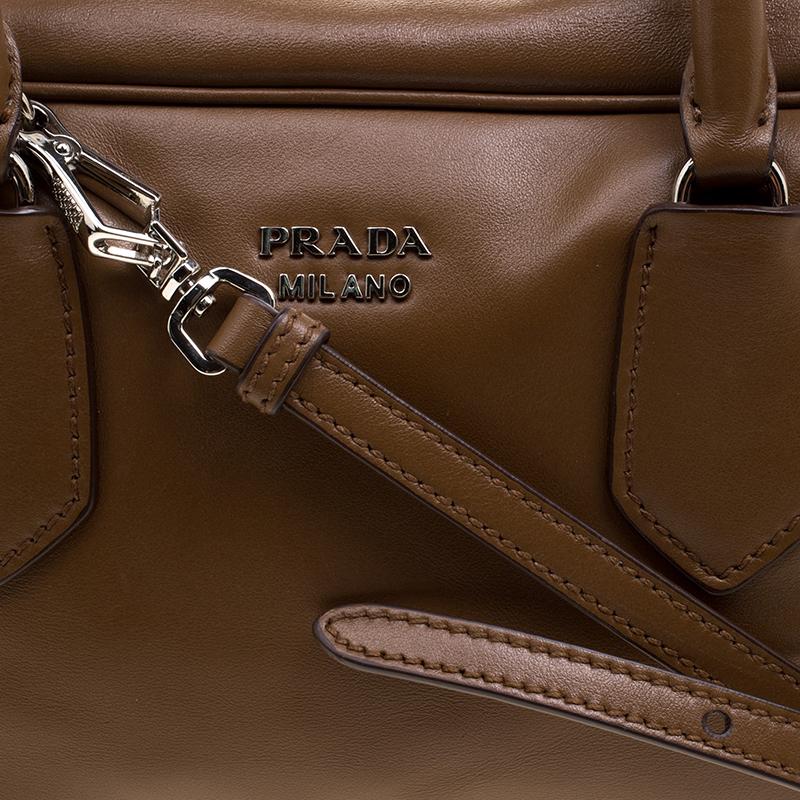 Prada Brown Soft Leather Double Satchel 1