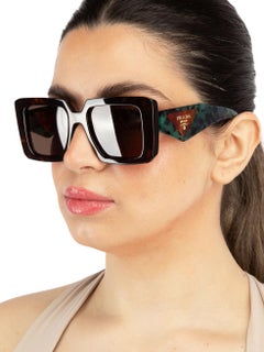 Prada Brown Square Frame Schildpatt-Sonnenbrille