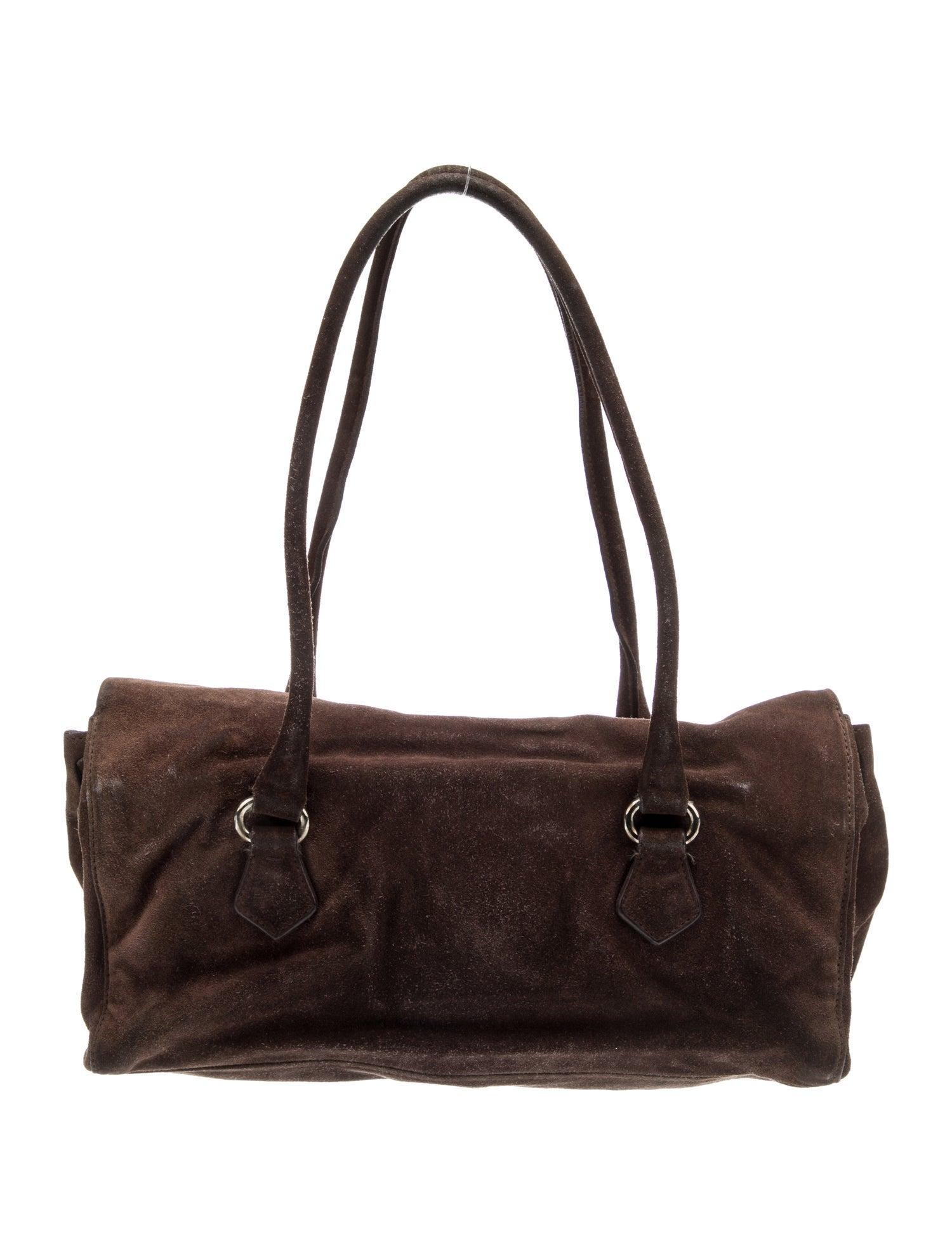 Prada Brown Suede Easy Shoulder Bag In Fair Condition For Sale In Montreal, Quebec