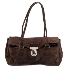 Prada Brown Suede Easy Shoulder Bag