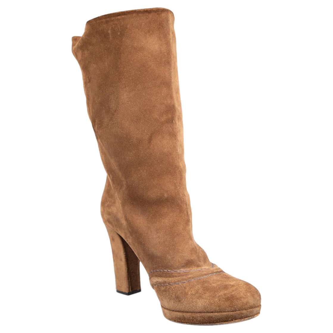 Botas de tacón de ante marrón Prada talla IT 39 en venta