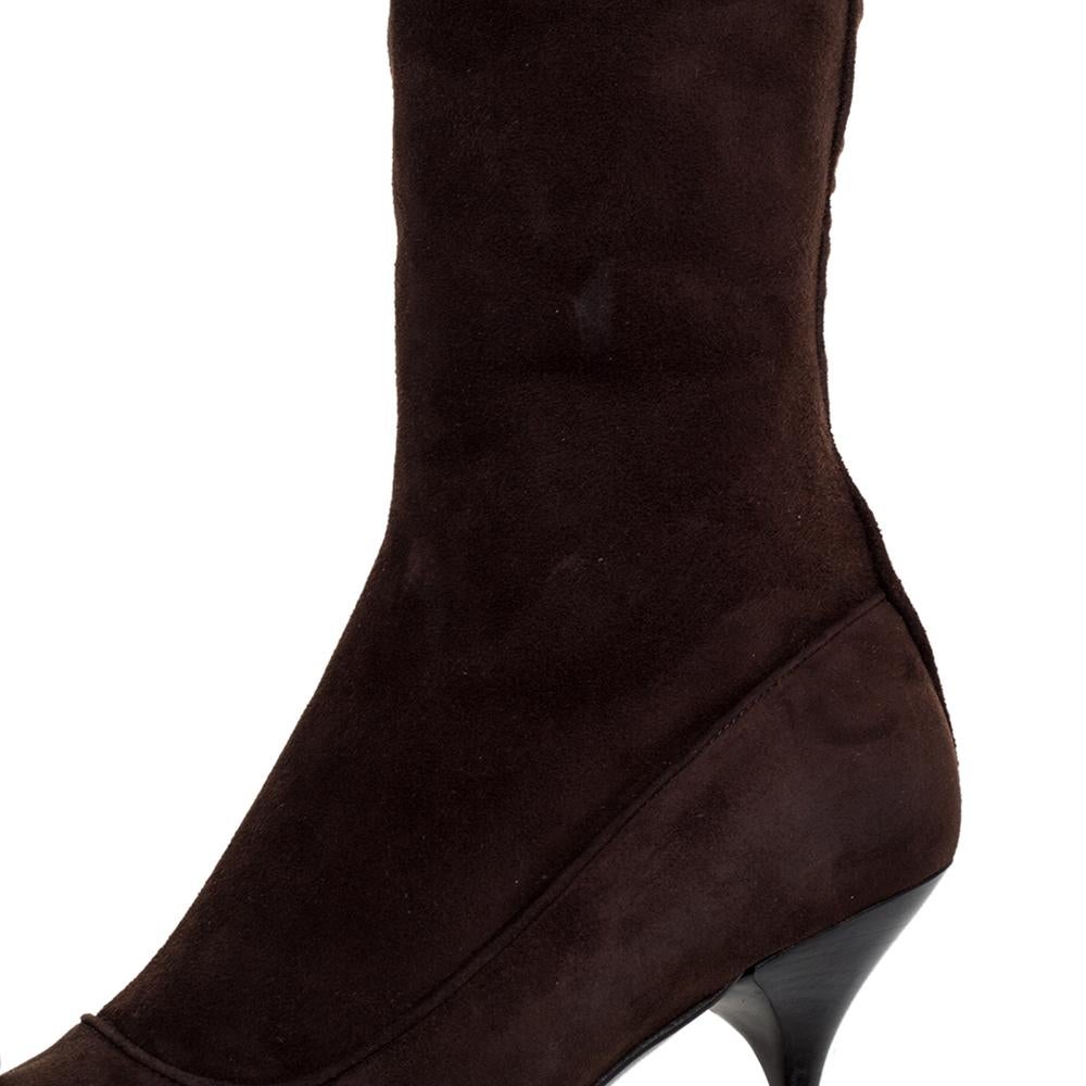 Black Prada Brown Suede Knee Boots Size 38
