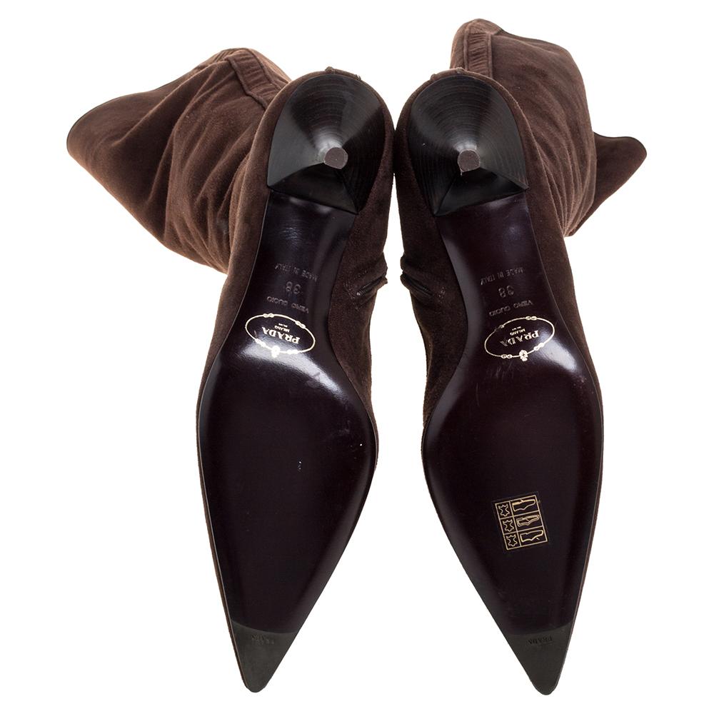 Women's or Men's Prada Brown Suede Knee Boots Size 38