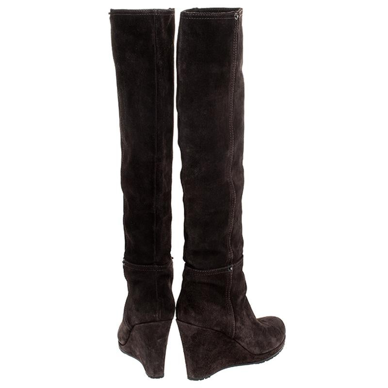 wedge suede knee high boots