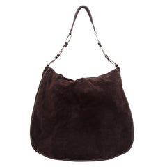 Prada Brown Suede Large Flap Bag