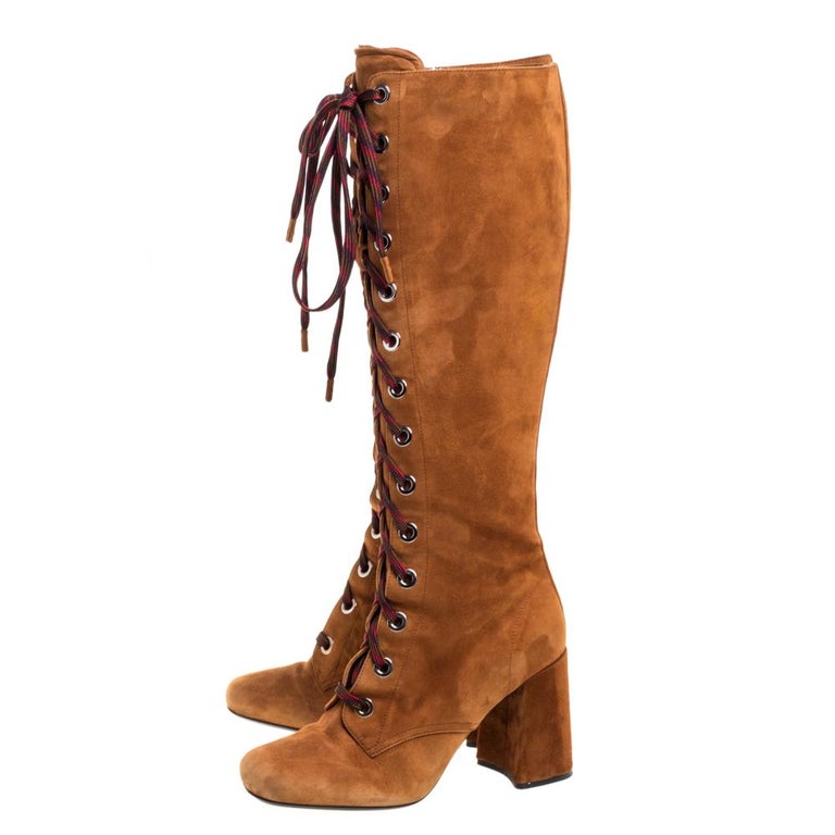 brown suede prada boots