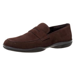 Prada Brown Suede Leather Slip On Loafers Size 40