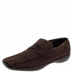 Prada Brown Suede Penny Loafers Size 44
