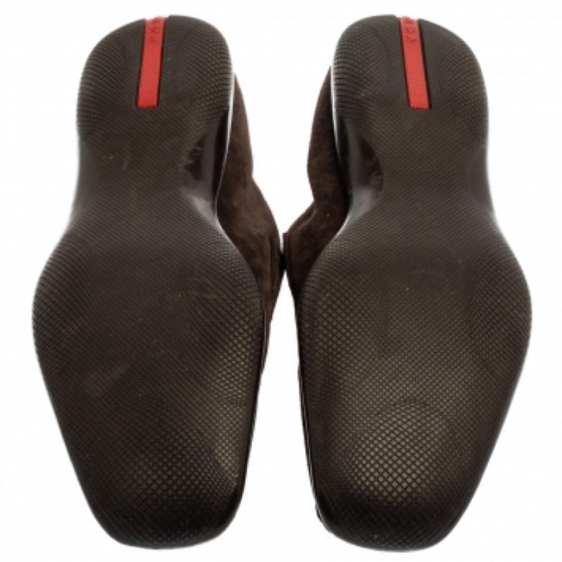 Black Prada Brown Suede Penny Loafers Size 44 For Sale