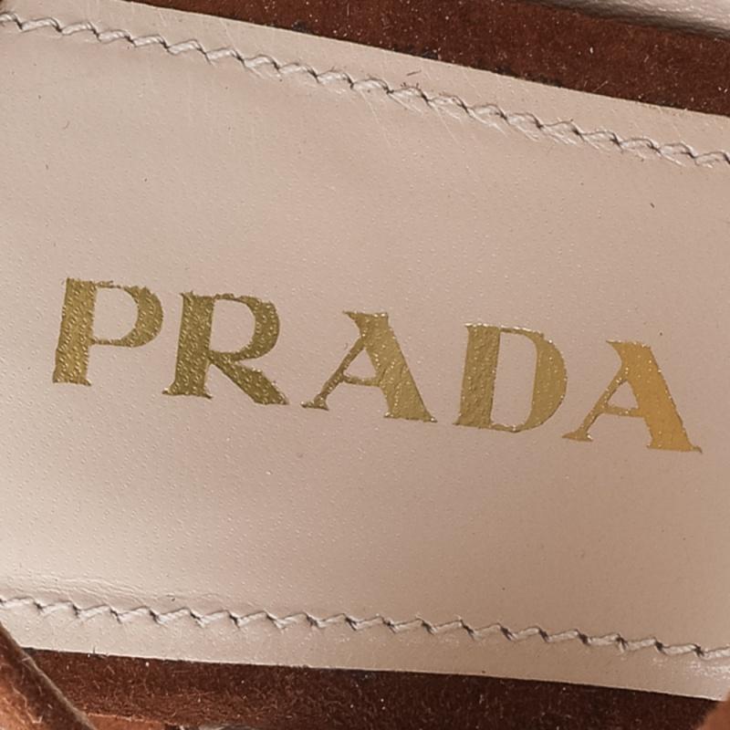 Prada Brown Suede Platform Ankle Strap Sandals Size 37 3
