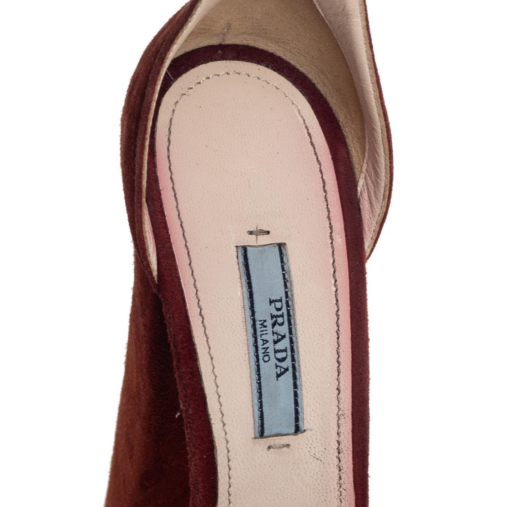 Women's Prada Brown Suede Platform Ankle Strap Sandals Size 39.5