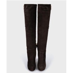 Prada Brown Suede Pointed Stiletto Boots - Size 37.5