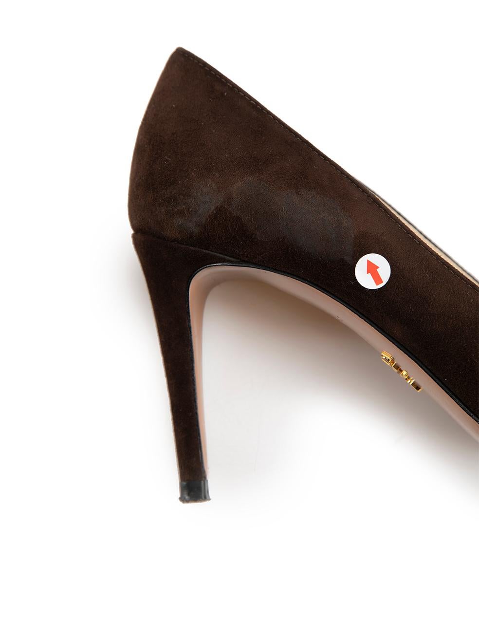 Prada Brown Suede Pointed Toe Pumps Size IT 36.5 For Sale 1