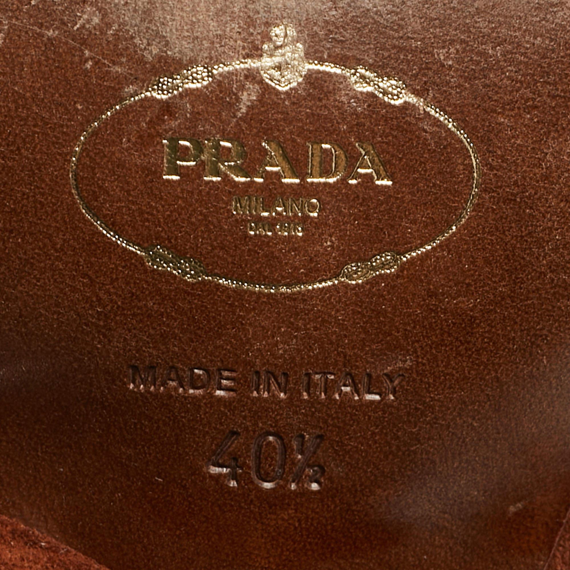 Prada Brown Suede Studded Wedge Ankle Strap Sandals Size 40.5 4