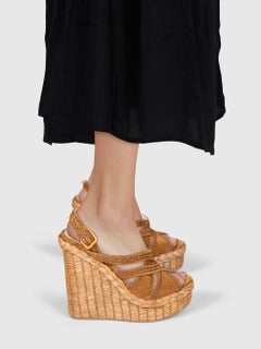 Prada Brown Suede Wedge Sandals Size IT 40