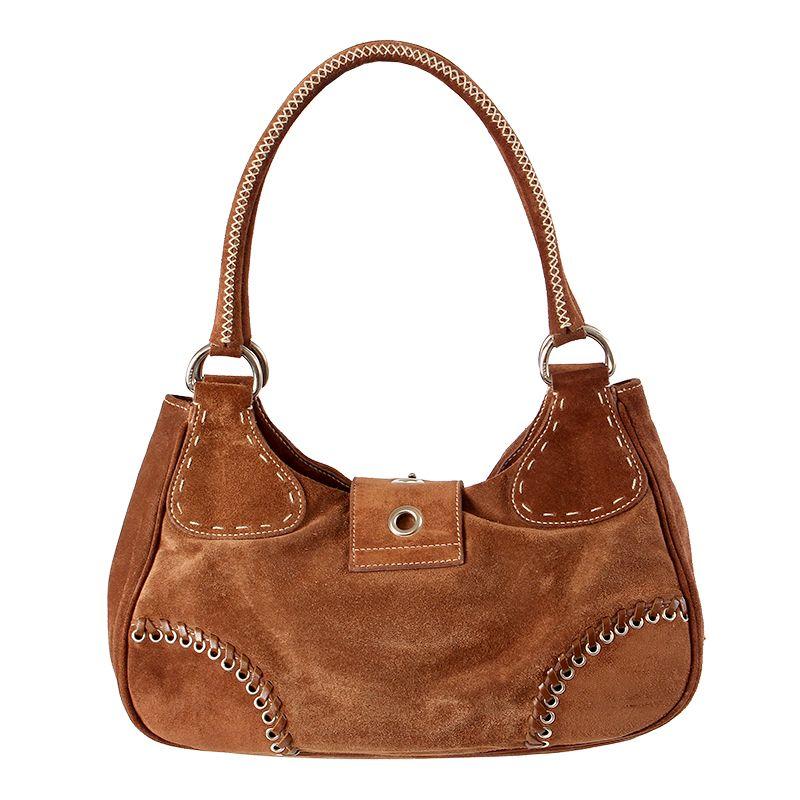PRADA brown suede WHIPLASH Shoulder Bag