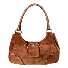 PRADA brown suede WHIPLASH Shoulder Bag