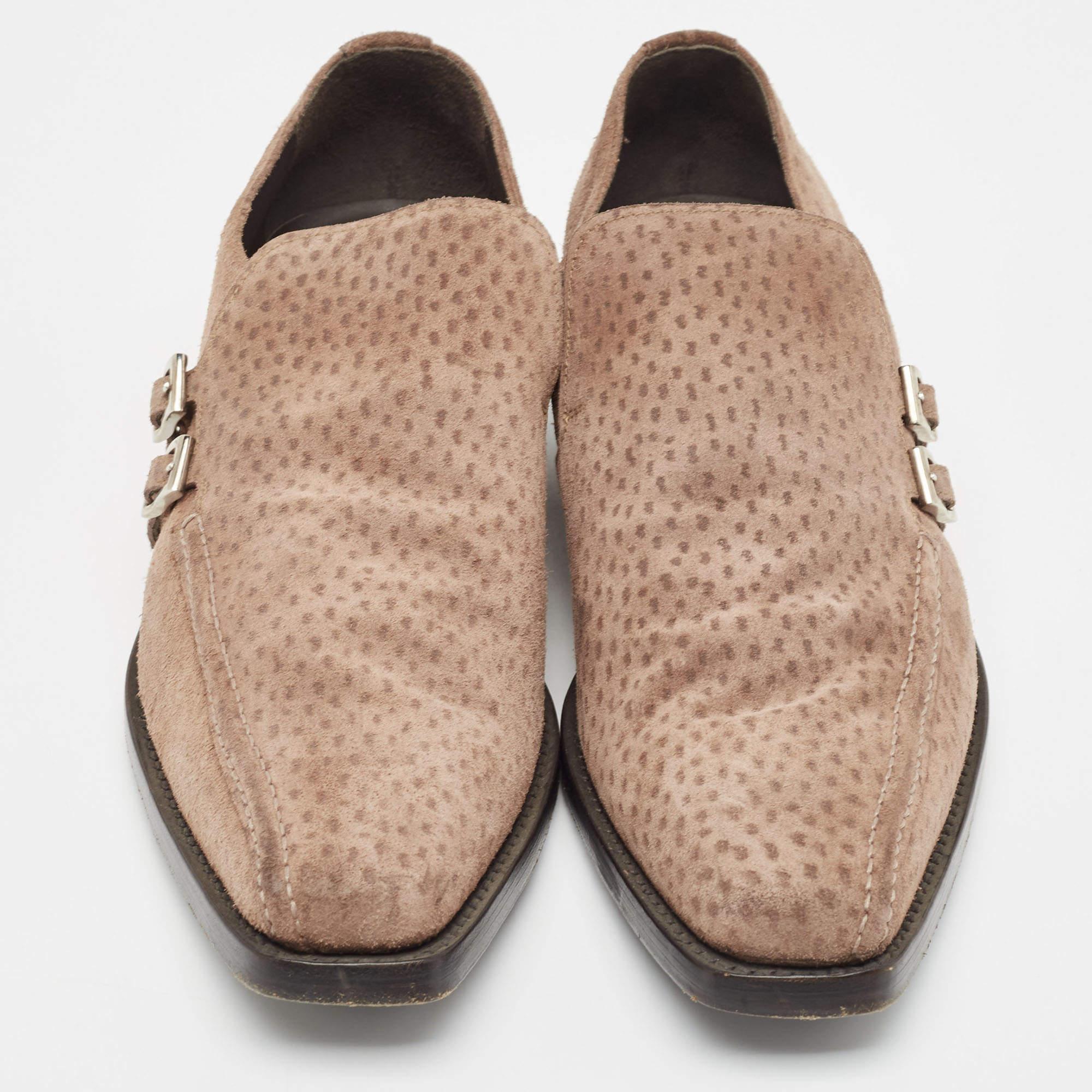 Marron Prada - Mocassins en daim texturé Brown - Taille 43 en vente