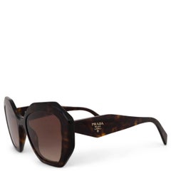 PRADA brown tortoise acetate GEOMETRIC Sunglasses SPR16W
