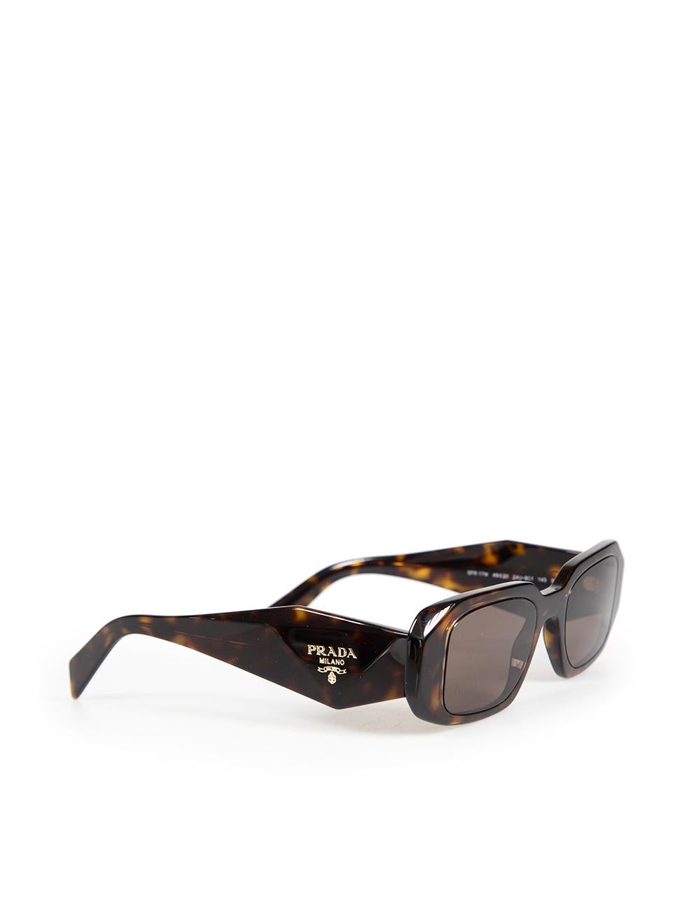 Gray Prada Brown Tortoiseshell Rectangular Frame Sunglasses