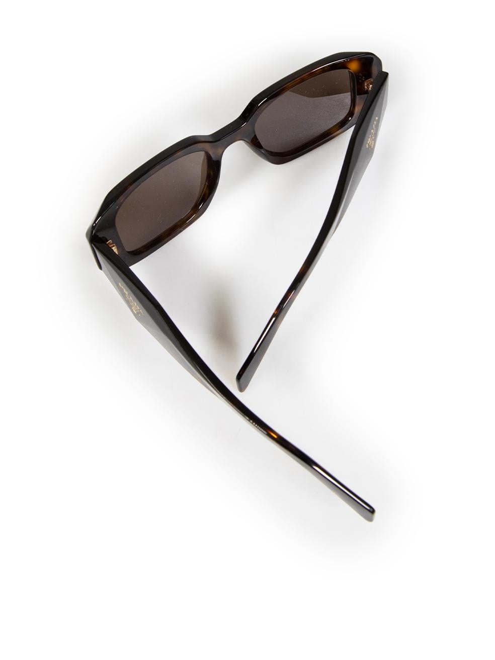 Prada Brown Tortoiseshell Rectangular Frame Sunglasses 2