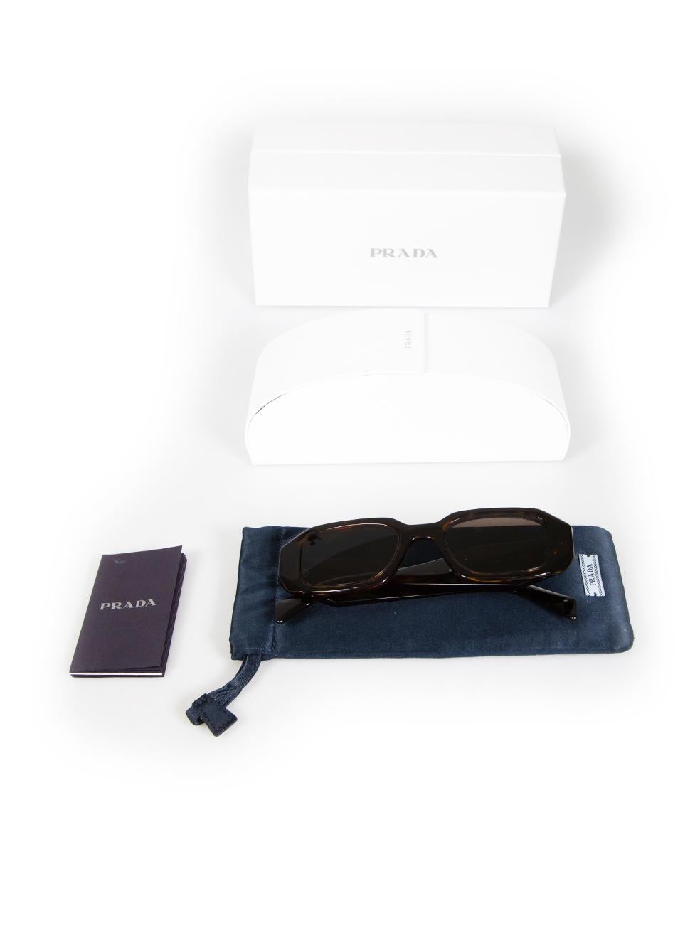 Prada Brown Tortoiseshell Rectangular Frame Sunglasses 4