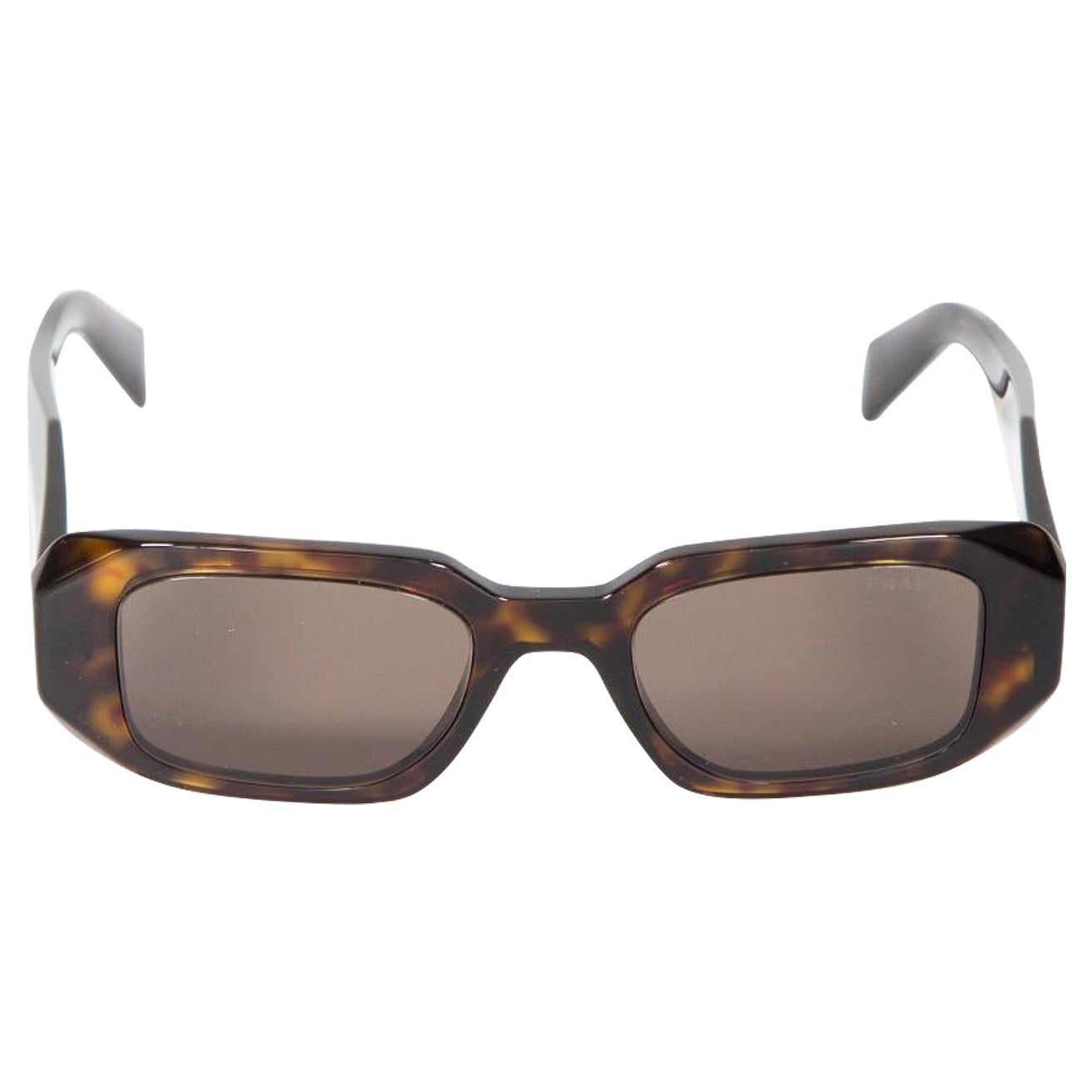Prada Brown Tortoiseshell Rectangular Frame Sunglasses