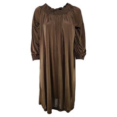 PRADA - Brown Tunic Tent Midi Dress with Three-Quarter Sleeves  Size S/M