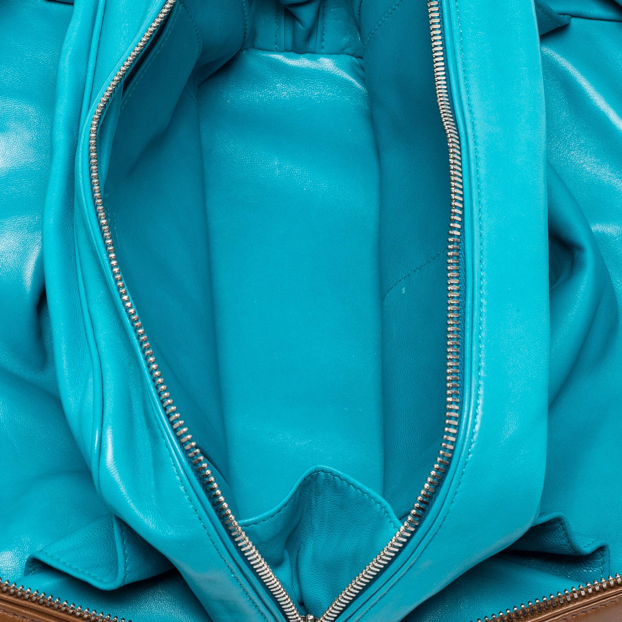 Women's Prada Brown/Turquoise Leather Inside Bag